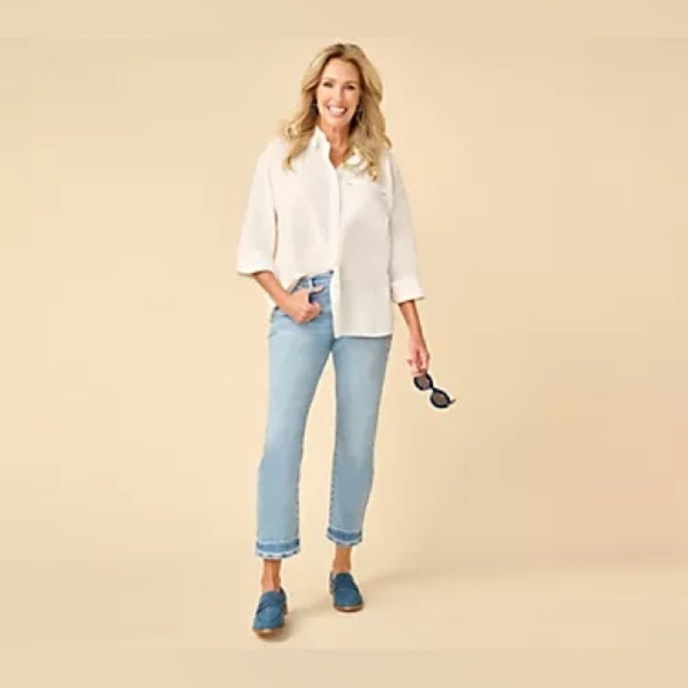 BEAUTIFUL BY LAWRENCE ZARIAN COTTON BOYFRIEND SHIRT PLUS SZ 1X - Picture 1 of 5